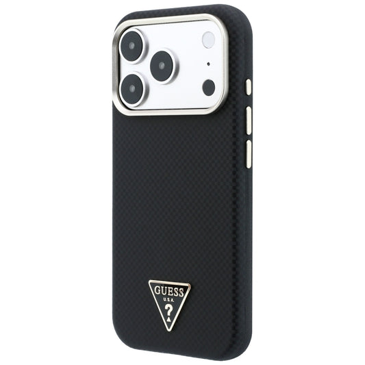 Custodia MagSafe per Apple iPhone 18 Pro Max / 17 Pro Max, Guess, Logo Triangolo Kevlar, Nera