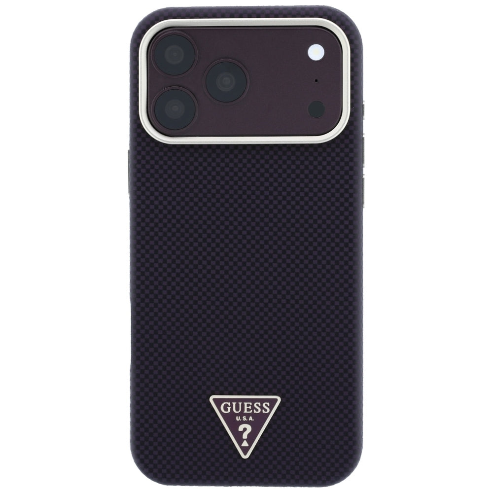 Custodia MagSafe per Apple iPhone 18 Pro Max / 17 Pro Max, Guess, Logo Triangolo Kevlar, Vinaccia