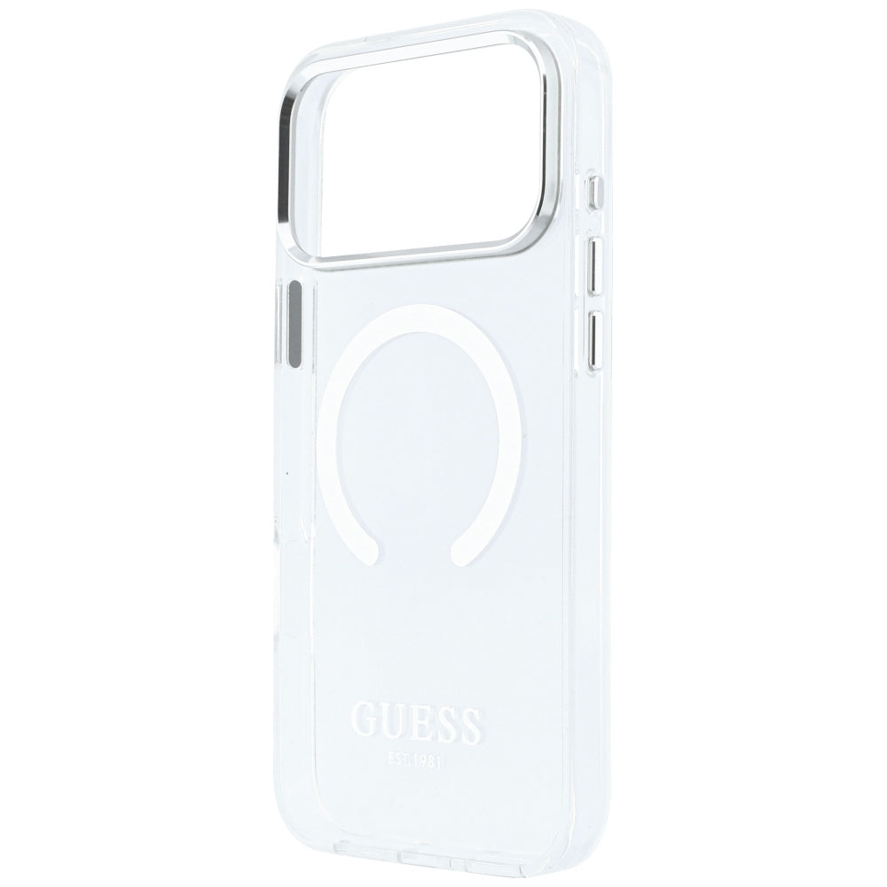 Custodia MagSafe per Apple iPhone 18 Pro Max / 17 Pro Max, Guess, Contorno Metallico, Argento