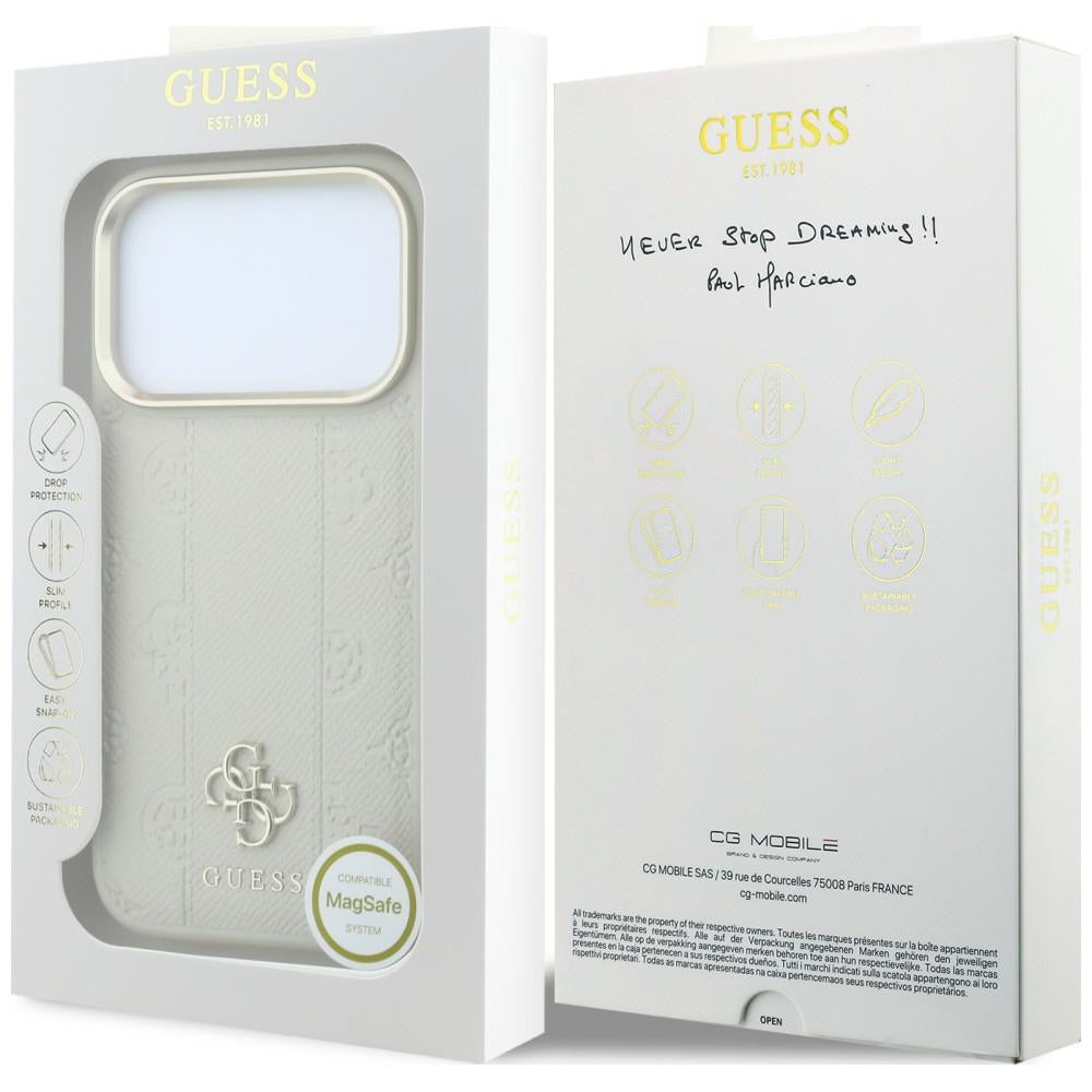 Custodia MagSafe per Apple iPhone 18 Pro Max / 17 Pro Max, Guess, Peony 4G Small Logo, Beige