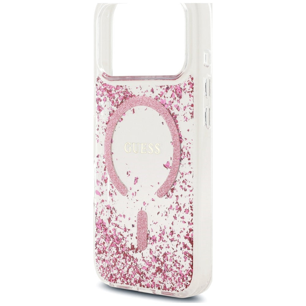 Custodia MagSafe per Apple iPhone 18 Pro Max / 17 Pro Max, Guess, Fondo in Resina Glitter, Rosa