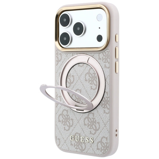 Custodia MagSafe per Apple iPhone 18 Pro Max / 17 Pro Max, Guess, Ring Stand Classic Logo, Rosa