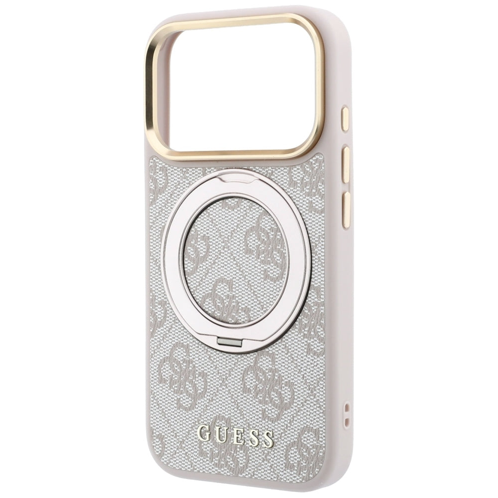 Custodia MagSafe per Apple iPhone 18 Pro Max / 17 Pro Max, Guess, Ring Stand Classic Logo, Rosa