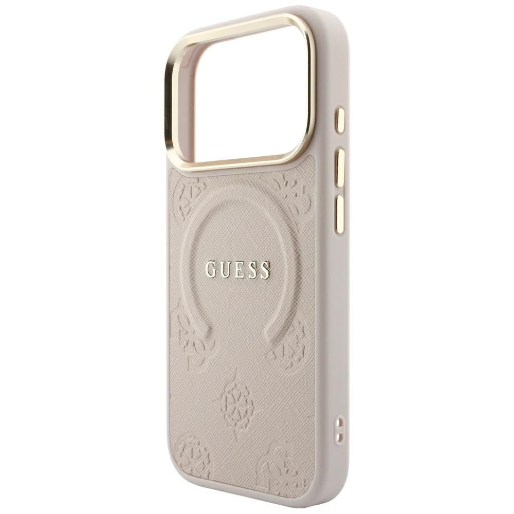 Custodia MagSafe per Apple iPhone 18 Pro Max / 17 Pro Max, Guess, Saffiano Peony Ring, Rosa