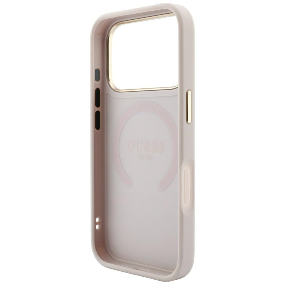 Custodia MagSafe per Apple iPhone 18 Pro Max / 17 Pro Max, Guess, Saffiano Peony Ring, Rosa