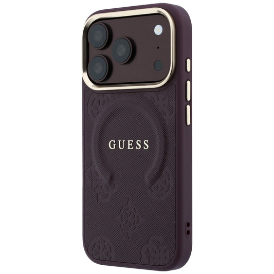 Custodia MagSafe per Apple iPhone 18 Pro Max / 17 Pro Max, Guess, Saffiano Peony Ring, Vinaccia