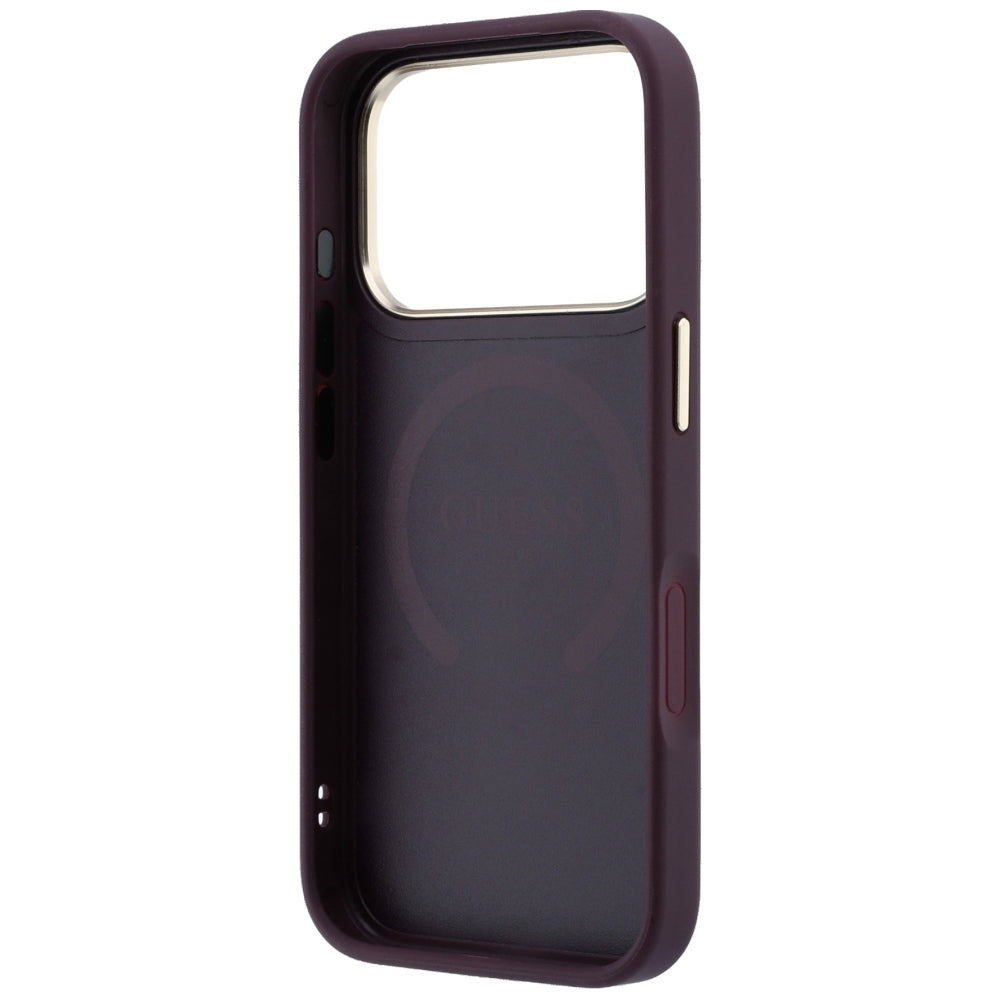 Custodia MagSafe per Apple iPhone 18 Pro Max / 17 Pro Max, Guess, Saffiano Peony Ring, Vinaccia