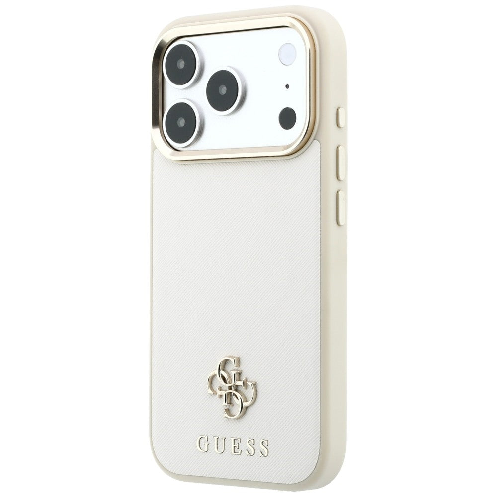 Custodia MagSafe per Apple iPhone 18 Pro Max / 17 Pro Max, Guess, Saffiano Small 4G Classic, Beige