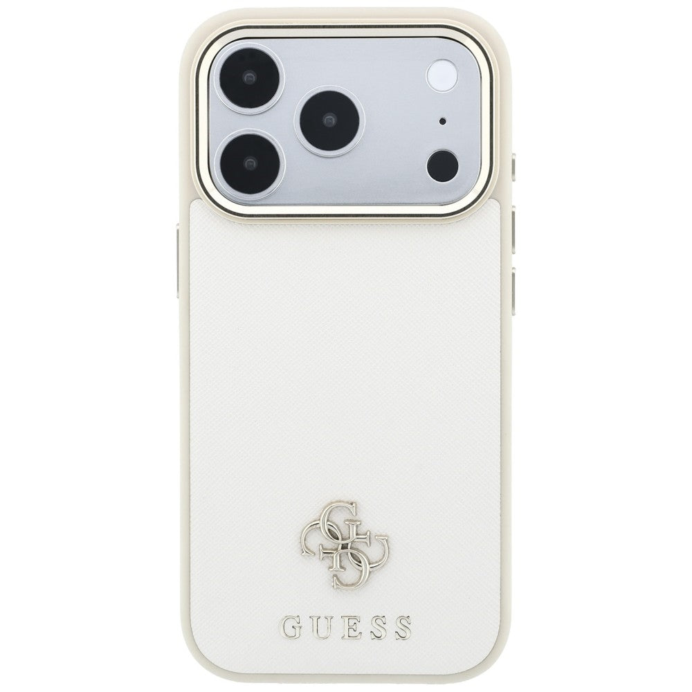 Custodia MagSafe per Apple iPhone 18 Pro Max / 17 Pro Max, Guess, Saffiano Small 4G Classic, Beige