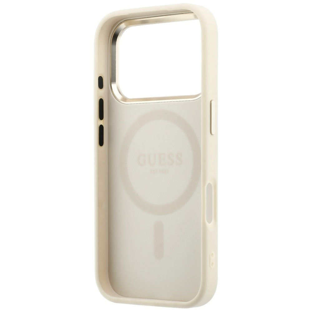 Custodia MagSafe per Apple iPhone 18 Pro Max / 17 Pro Max, Guess, Saffiano Small 4G Classic, Beige