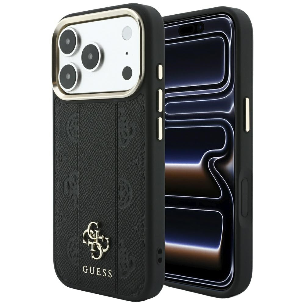 Custodia MagSafe per Apple iPhone 18 Pro Max / 17 Pro Max, Guess, Stripe Peony 4G, Nera