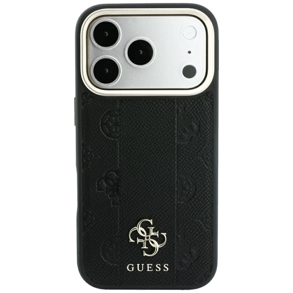 Custodia MagSafe per Apple iPhone 18 Pro Max / 17 Pro Max, Guess, Stripe Peony 4G, Nera