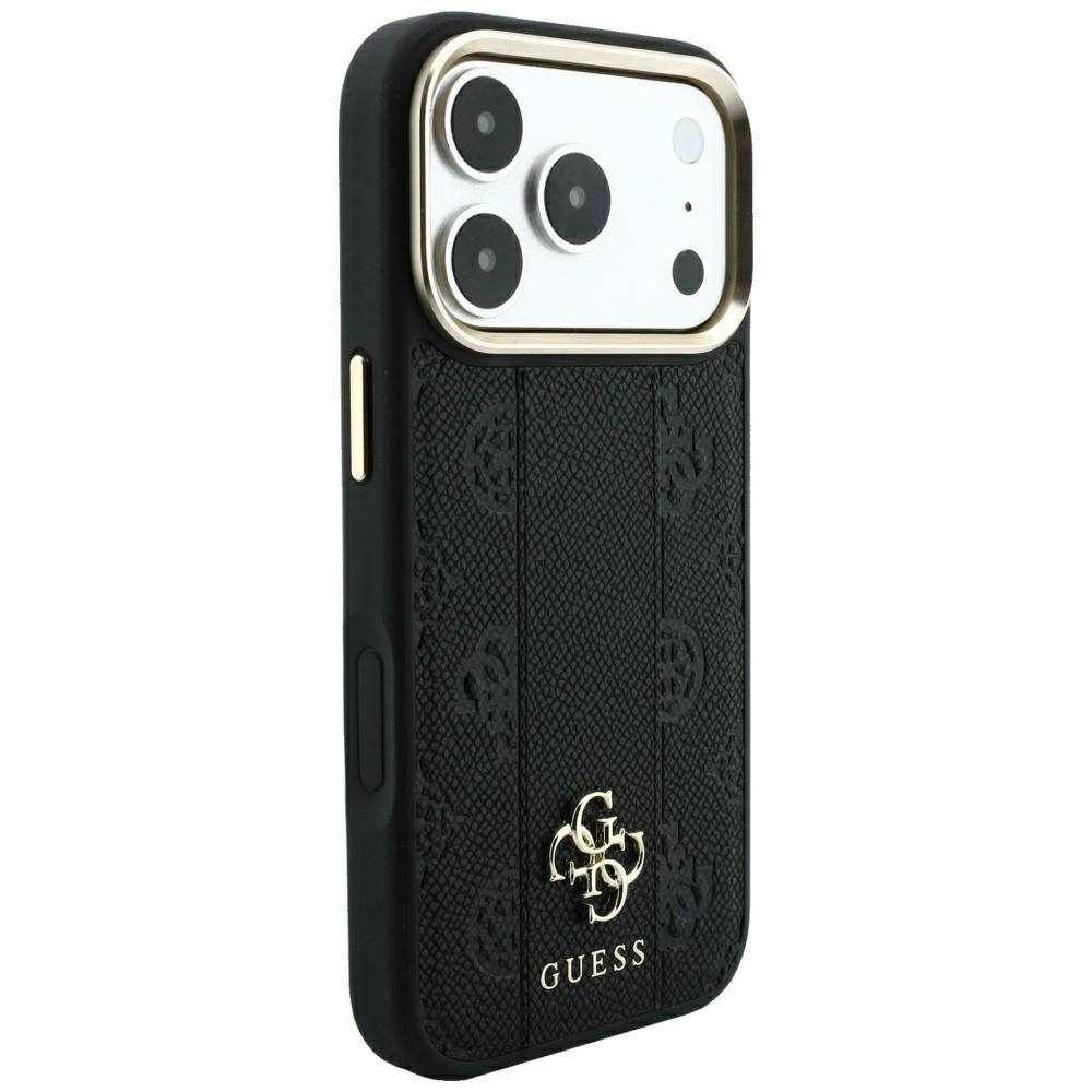 Custodia MagSafe per Apple iPhone 18 Pro Max / 17 Pro Max, Guess, Stripe Peony 4G, Nera