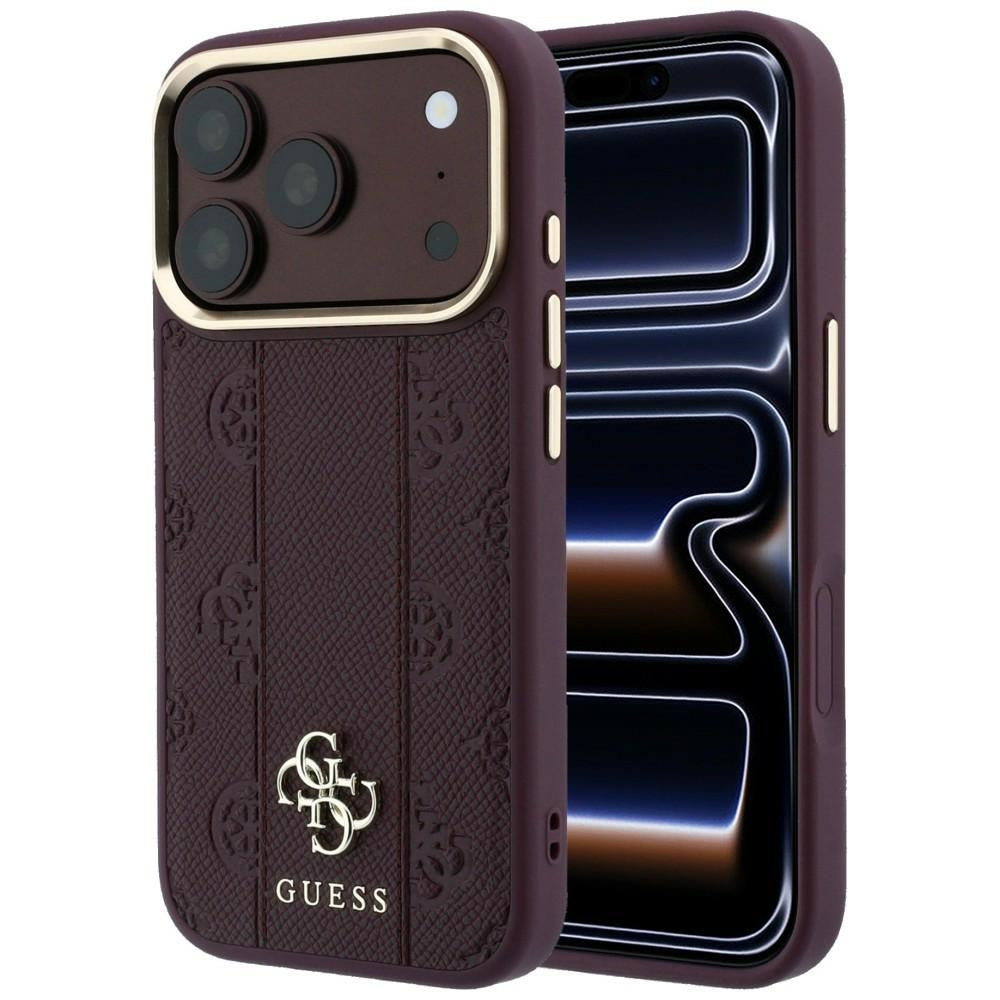 Custodia MagSafe per Apple iPhone 18 Pro Max / 17 Pro Max, Guess, Stripe Peony 4G, Vinaccia