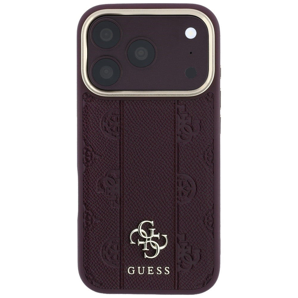 Custodia MagSafe per Apple iPhone 18 Pro Max / 17 Pro Max, Guess, Stripe Peony 4G, Vinaccia