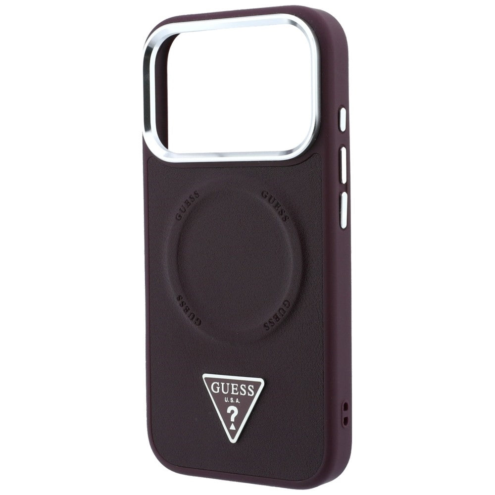 Custodia MagSafe per Apple iPhone 18 Pro Max / 17 Pro Max, Guess, Triangle Logo, bordeaux