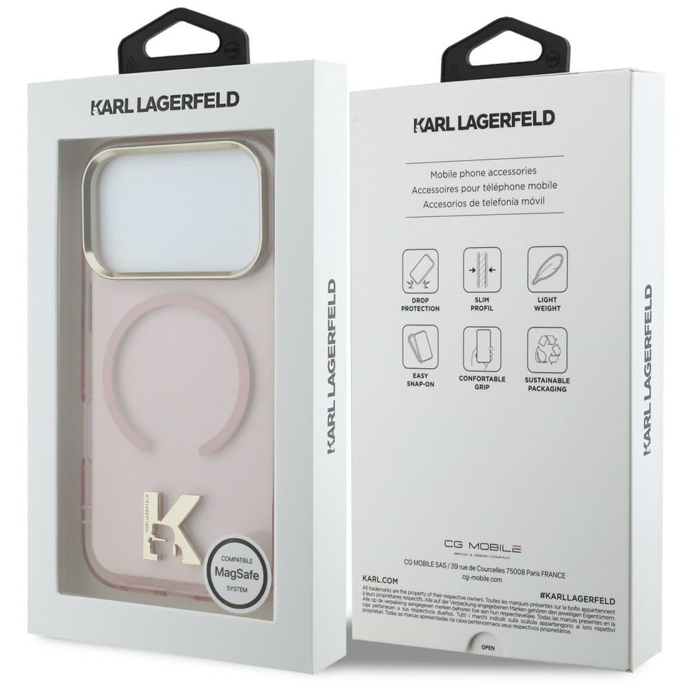 Custodia MagSafe per Apple iPhone 18 Pro Max / 17 Pro Max, Karl Lagerfeld, IML Karl Head Logo, rosa