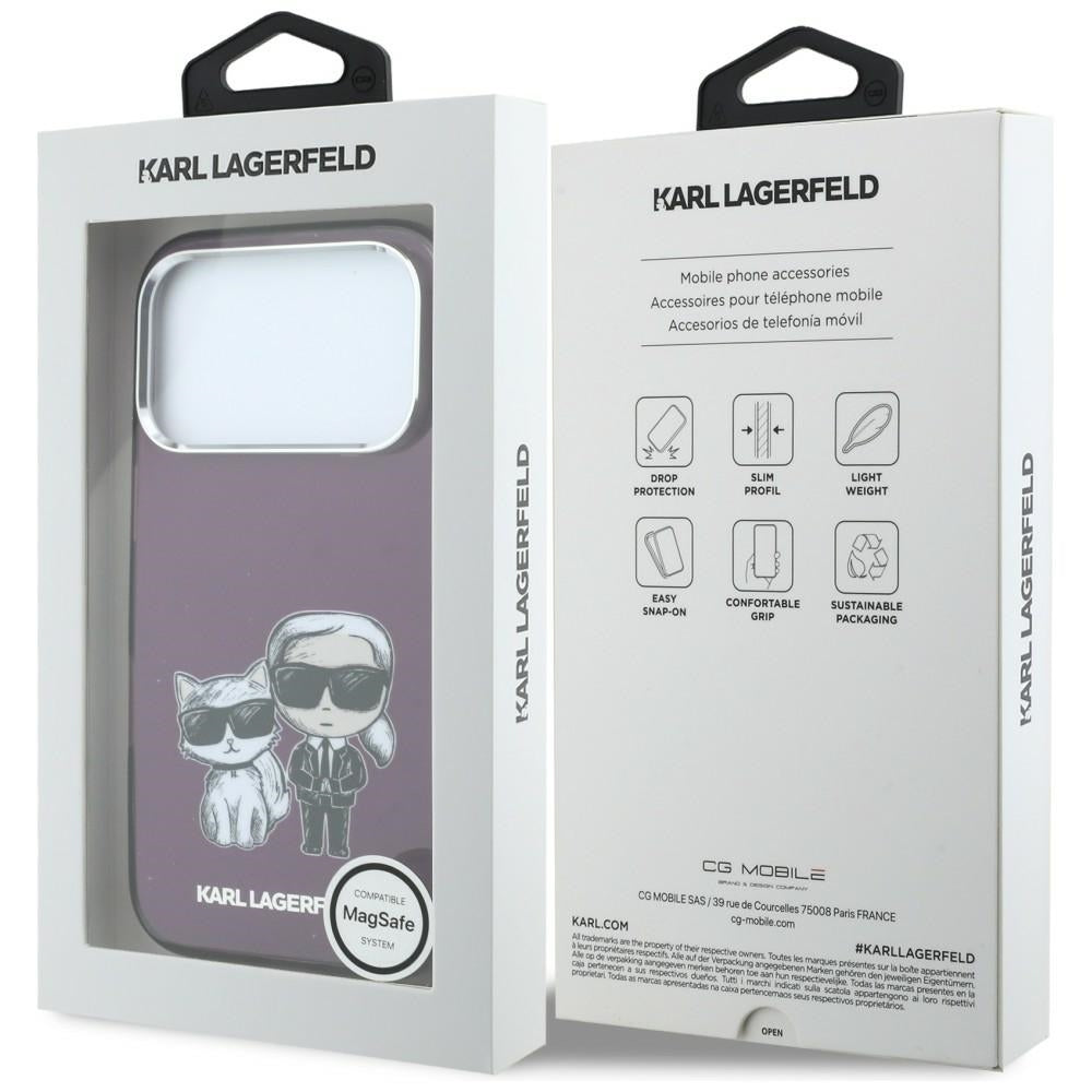 Custodia MagSafe per Apple iPhone 18 Pro Max / 17 Pro Max, Karl Lagerfeld, IML KC Bodies Sketch Print, Vinaccia