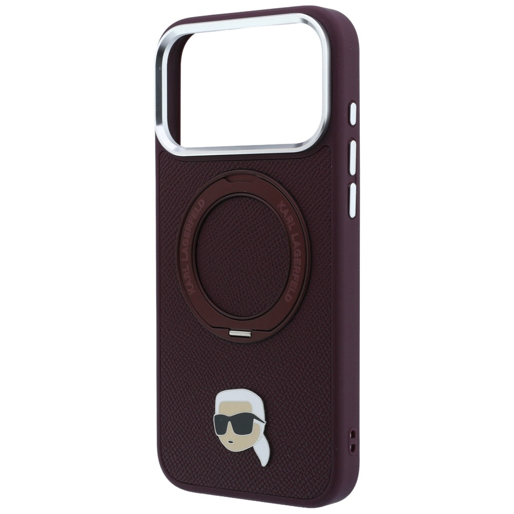 Custodia MagSafe per Apple iPhone 18 Pro Max / 17 Pro Max, Karl Lagerfeld, Ring Stand 360 Karl Pin, Vinaccia