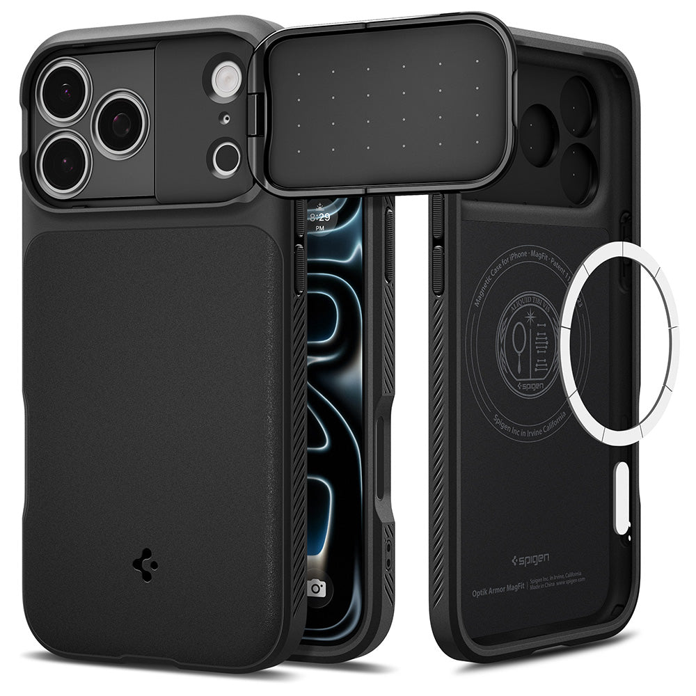 Custodia MagSafe per Apple iPhone 18 Pro Max / 17 Pro Max, Spigen, Optik Armor, Nera ACS09900