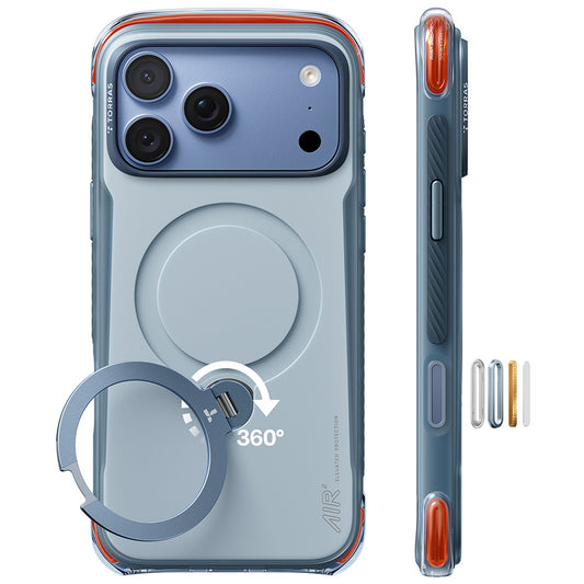 Custodia MagSafe per Apple iPhone 18 Pro Max / 17 Pro Max, Torras, Ostand Q3 Air Pro, Blu
