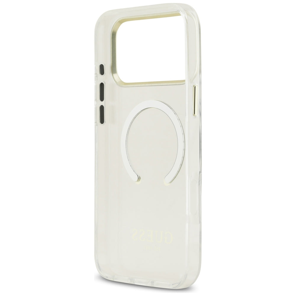 Custodia MagSafe per Apple iPhone 18 Pro Max, Guess, Contorno Metallico, Dorata
