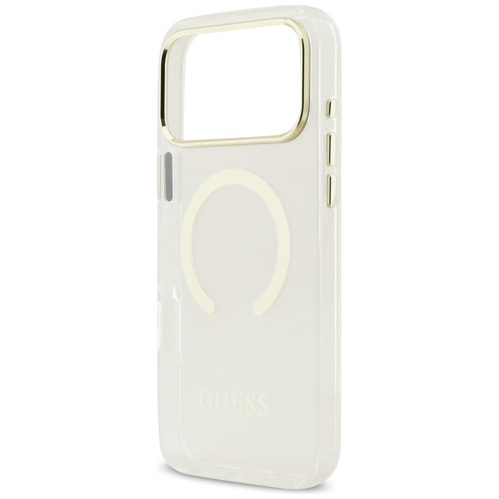 Custodia MagSafe per Apple iPhone 18 Pro Max, Guess, Contorno Metallico, Dorata