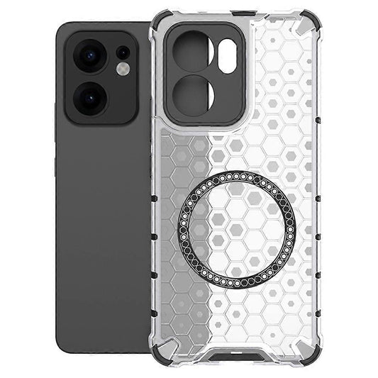 Custodia MagSafe per Oppo Reno13 FS 5G / Reno13 F 4G / Reno13 F, Techsuit, HoneyComb Shield, Bianca
