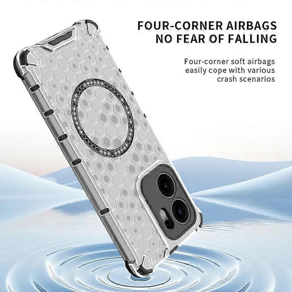 Custodia MagSafe per Oppo Reno13 FS 5G / Reno13 F 4G / Reno13 F, Techsuit, HoneyComb Shield, Bianca