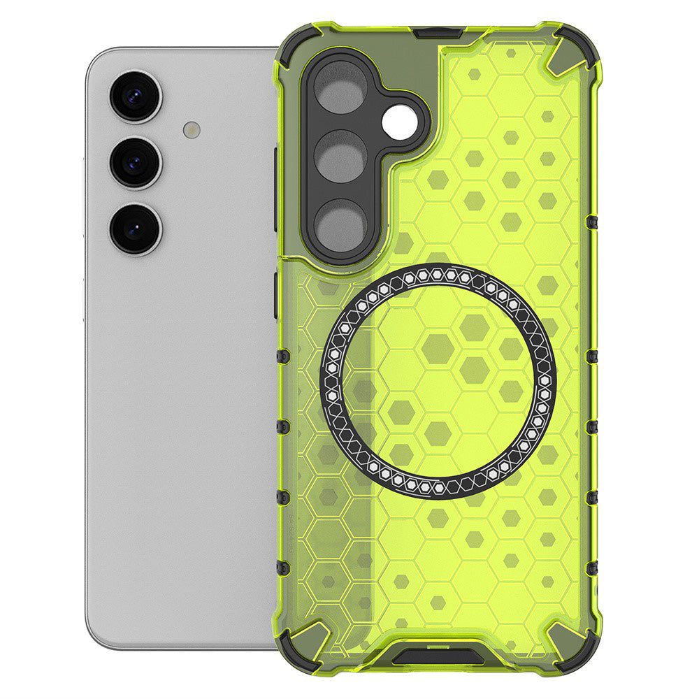 Custodia MagSafe per Samsung Galaxy S25 S931, Techsuit, HoneyComb Shield, Verde