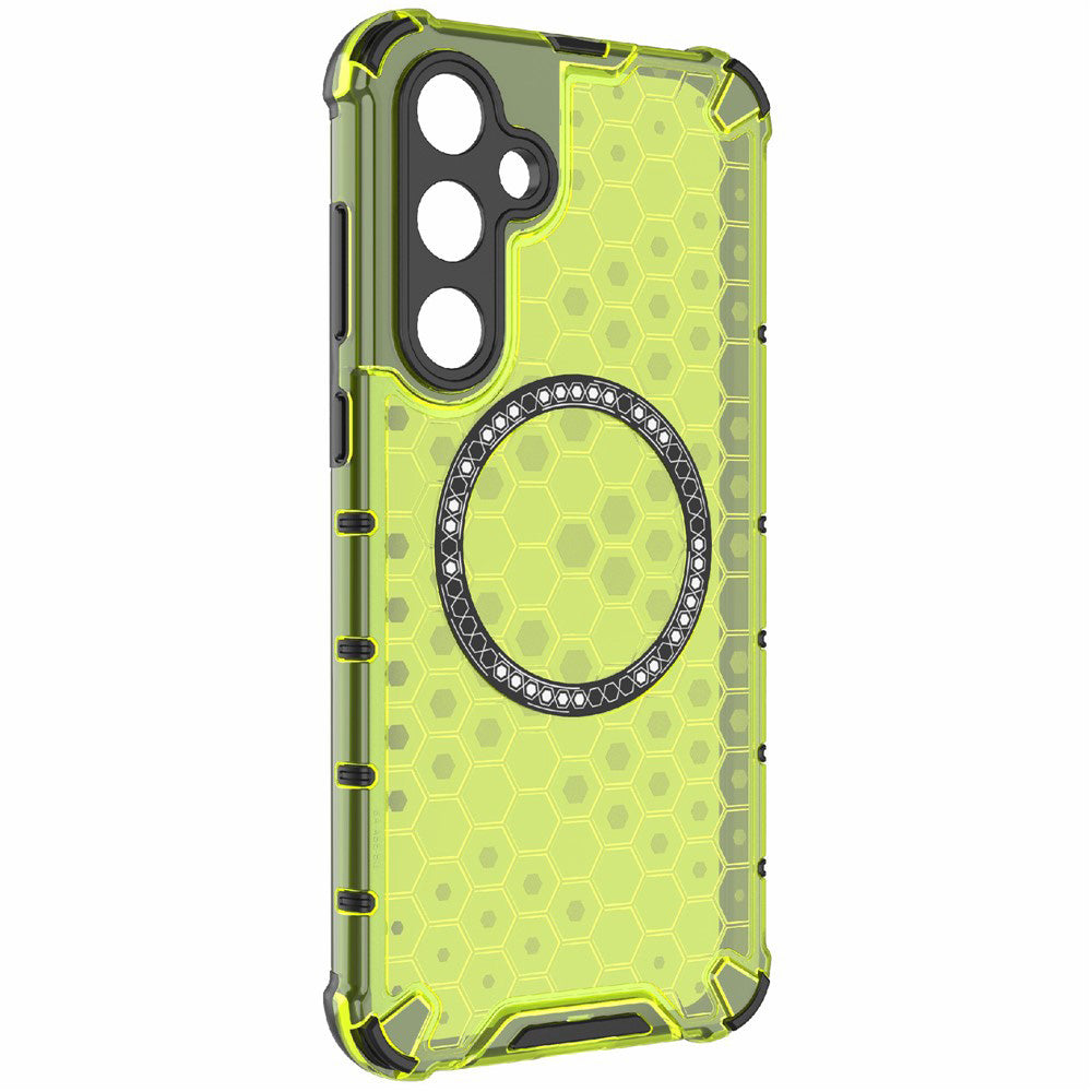 Custodia MagSafe per Samsung Galaxy S25 S931, Techsuit, HoneyComb Shield, Verde