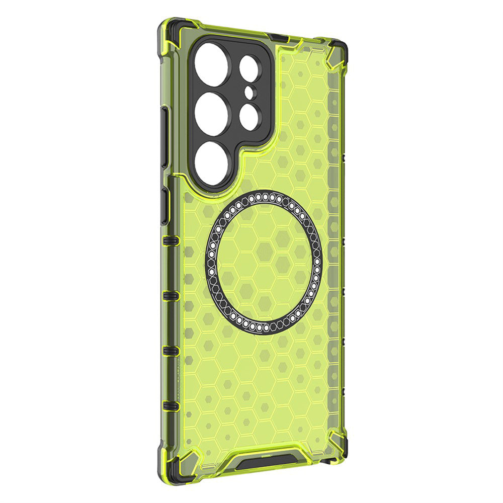 Custodia MagSafe per Samsung Galaxy S25 Ultra S938, Techsuit, HoneyComb Shield, Verde