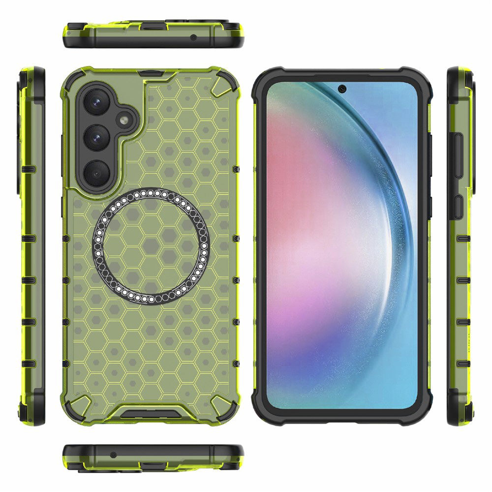 Custodia MagSafe per Samsung Galaxy S25 S931, Techsuit, HoneyComb Shield, Verde