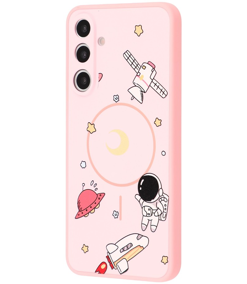 Custodia MagSafe per Samsung Galaxy S25 Ultra S938, OEM, Astronauta Cartoon, Rosa