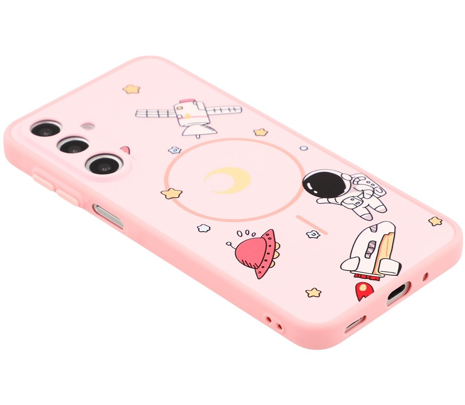 Custodia MagSafe per Samsung Galaxy S26 Ultra S948, OEM, Astronauta Cartoon, Rosa
