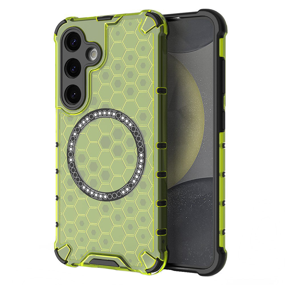 Custodia MagSafe per Samsung Galaxy S25 S931, Techsuit, HoneyComb Shield, Verde