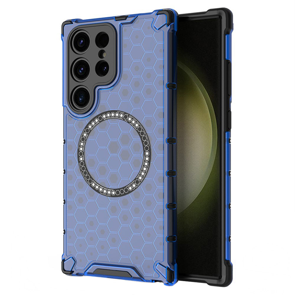 Custodia MagSafe per Samsung Galaxy S25 Ultra S938, Techsuit, HoneyComb Shield, Blu