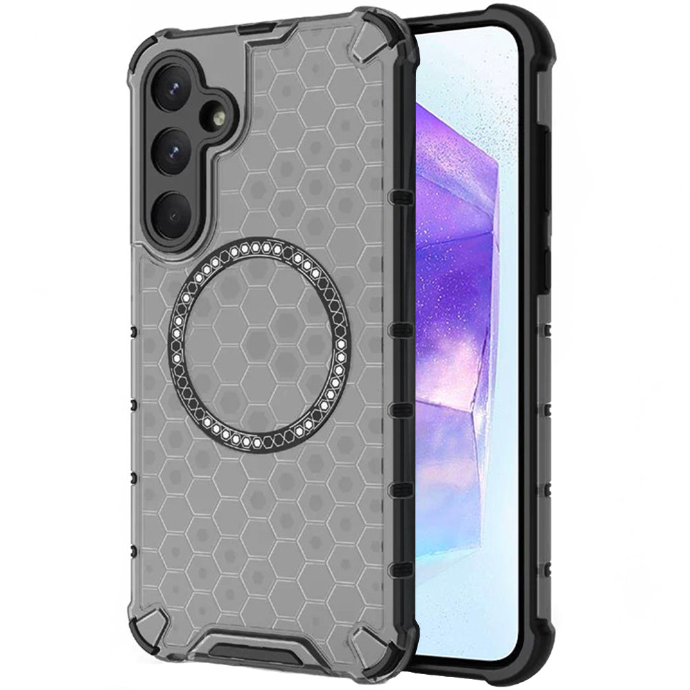 Custodia MagSafe per Samsung Galaxy A55 5G A556, Techsuit, HoneyComb Shield, Nera