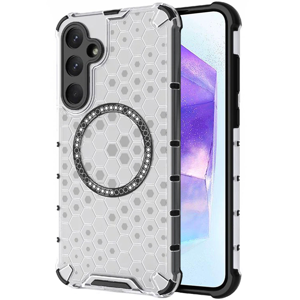 Custodia MagSafe per Samsung Galaxy A55 5G A556, Techsuit, HoneyComb Shield, Bianca