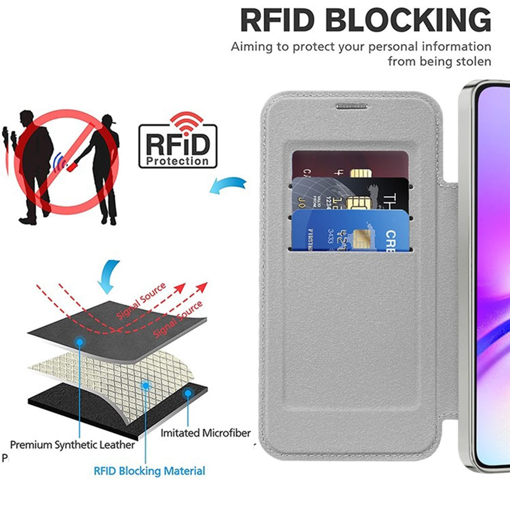 Custodia MagSafe per Samsung Galaxy A05 A055, Techsuit, SmartMag Book, Grigio