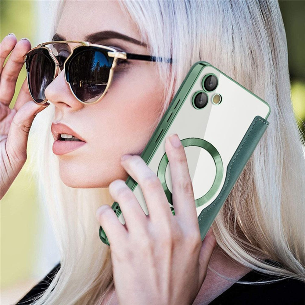 Custodia MagSafe per Samsung Galaxy A05 A055, Techsuit, SmartMag Book, Verde