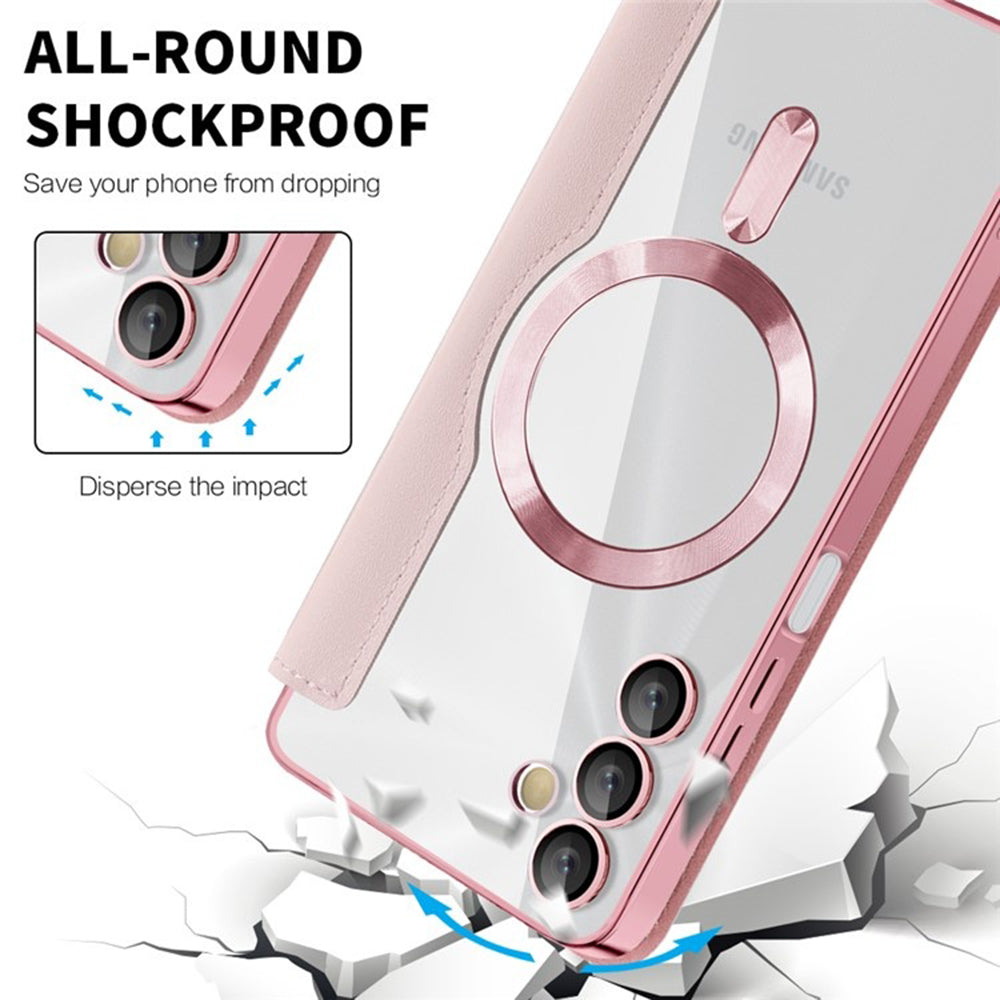 Custodia MagSafe per Samsung Galaxy A05s A057, Techsuit, SmartMag Book, Rosa