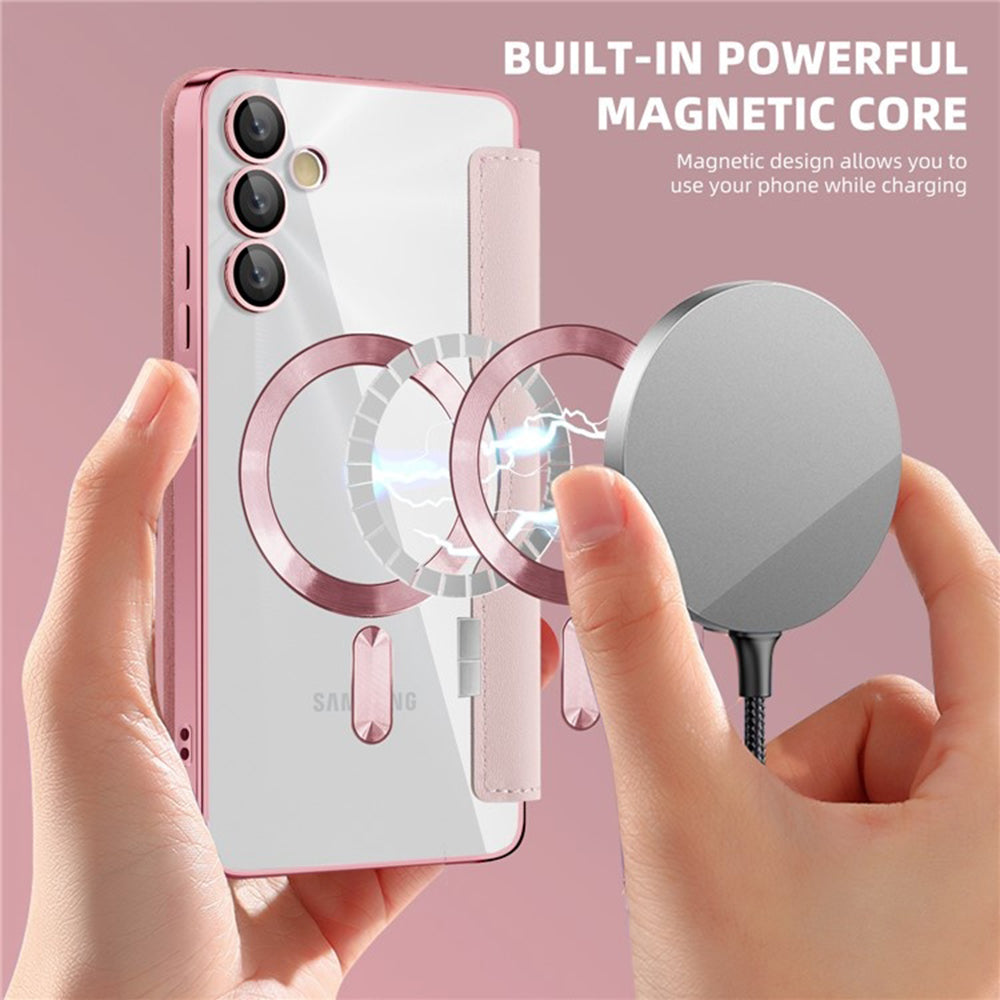 Custodia MagSafe per Samsung Galaxy A05s A057, Techsuit, SmartMag Book, Rosa