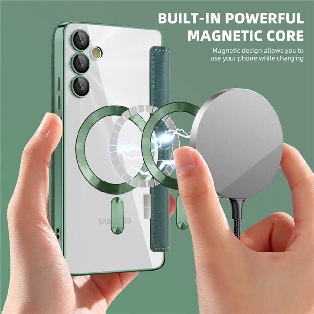 Custodia MagSafe per Samsung Galaxy A05s A057, Techsuit, SmartMag Book, Verde