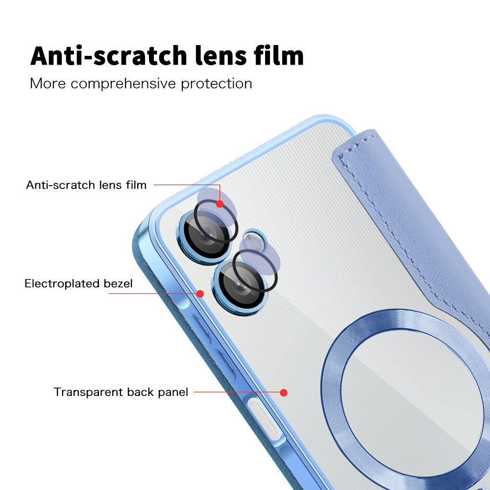 Custodia MagSafe per Samsung Galaxy A06 A065, Techsuit, SmartMag Book, Blu