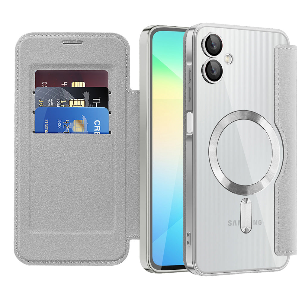 Custodia MagSafe per Samsung Galaxy A06 A065, Techsuit, SmartMag Book, Grigio