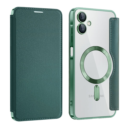 Custodia MagSafe per Samsung Galaxy A06 A065, Techsuit, SmartMag Book, Verde