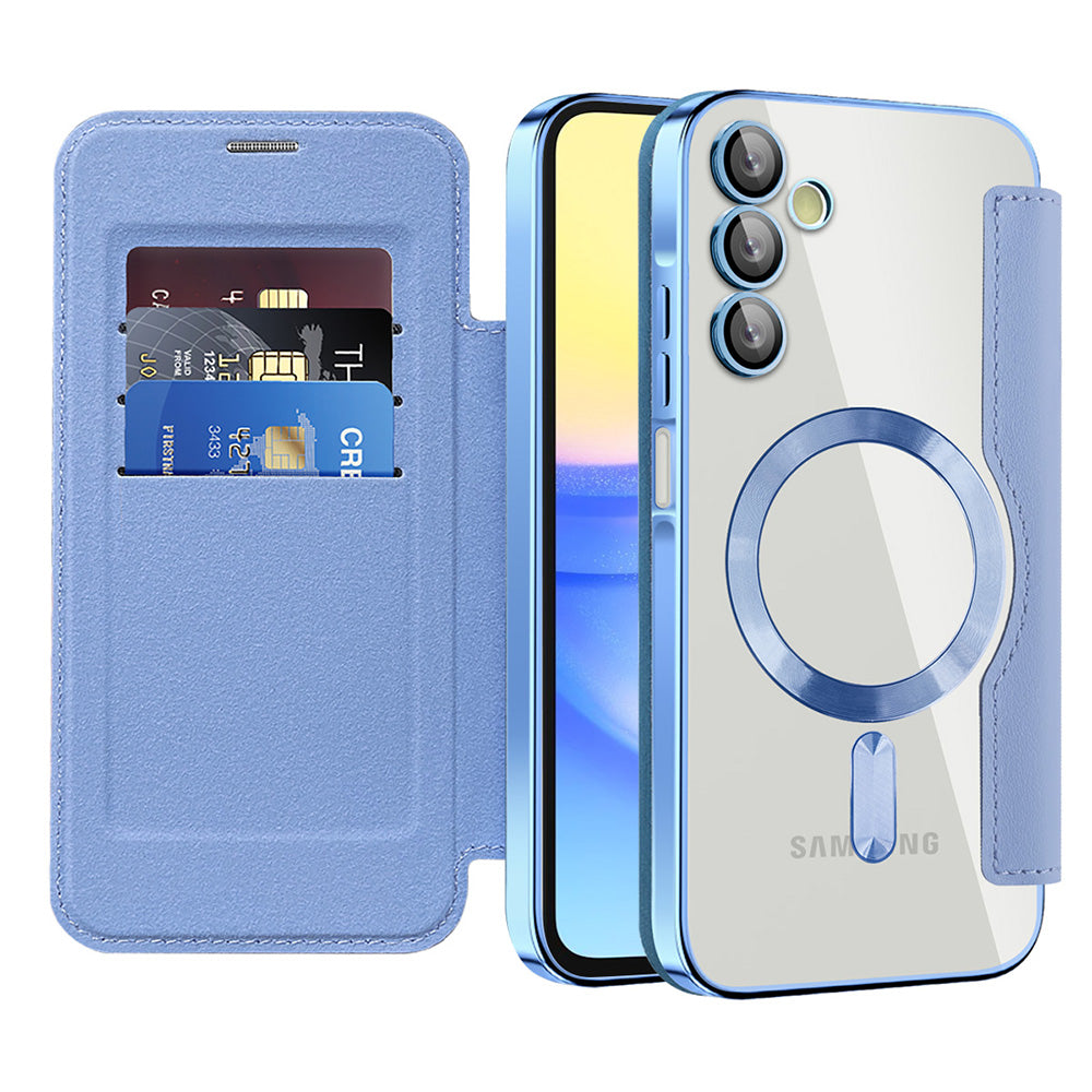 Custodia MagSafe per Samsung Galaxy A15 5G A156 / A15 A155, Techsuit, SmartMag Book, Blu