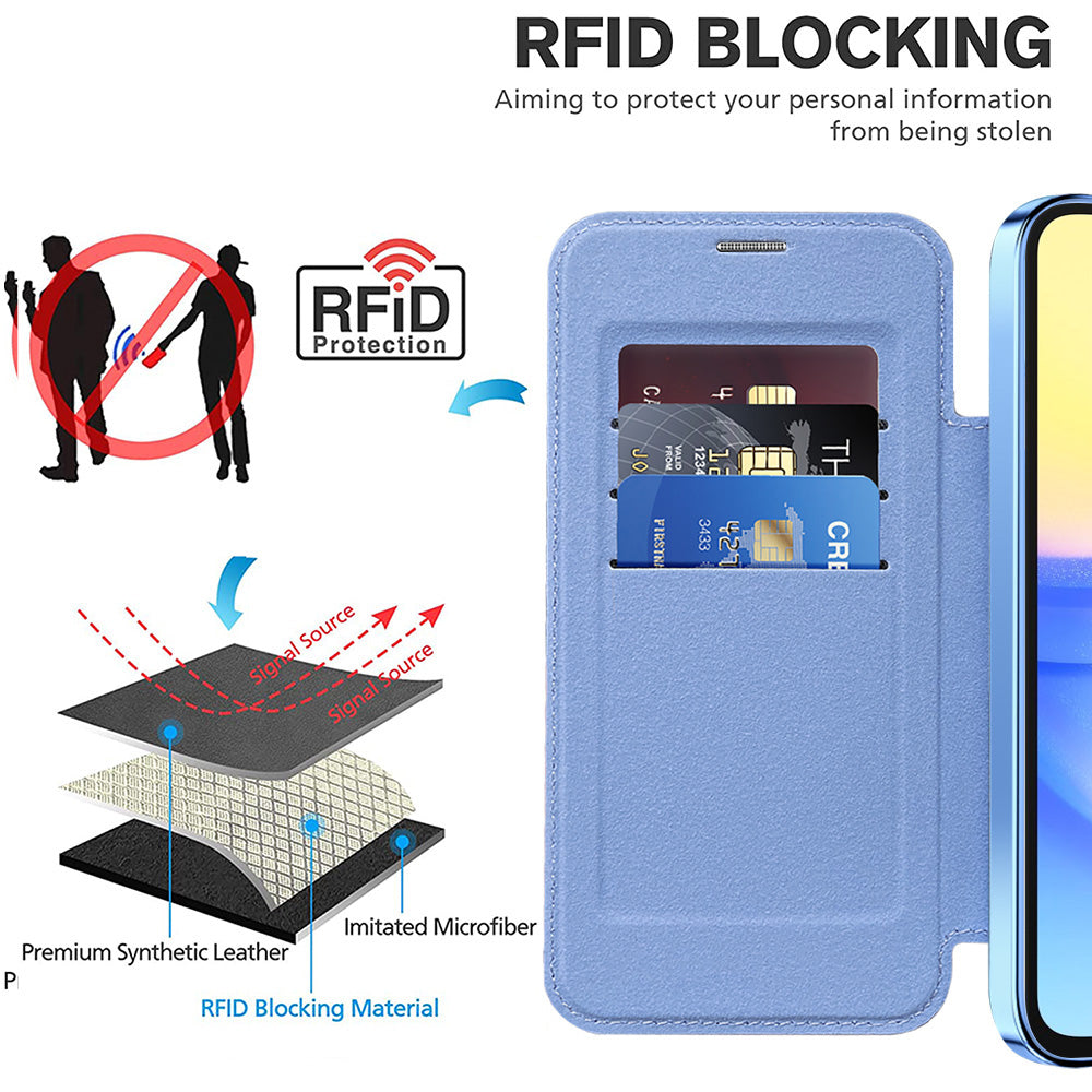 Custodia MagSafe per Samsung Galaxy A15 5G A156 / A15 A155, Techsuit, SmartMag Book, Blu