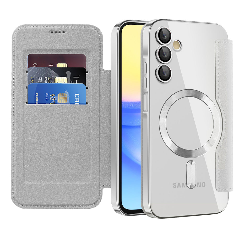 Custodia MagSafe per Samsung Galaxy A15 5G A156 / A15 A155, Techsuit, SmartMag Book, Grigio